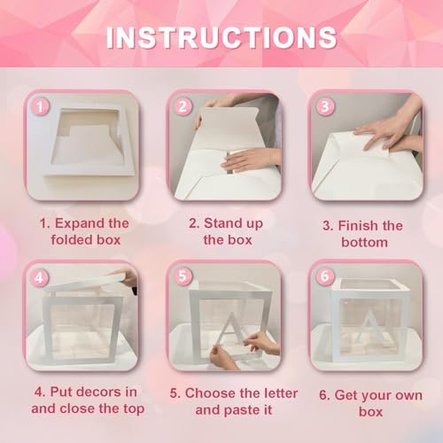 White Transparent Balloon Boxes With 78 Letters 6PCS