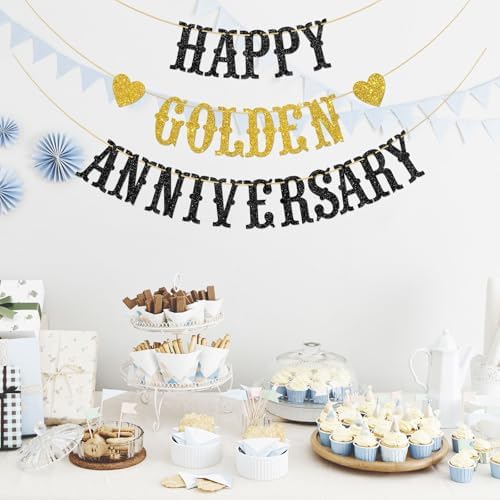 Happy Golden Anniversary Banner Wedding Party Decorations