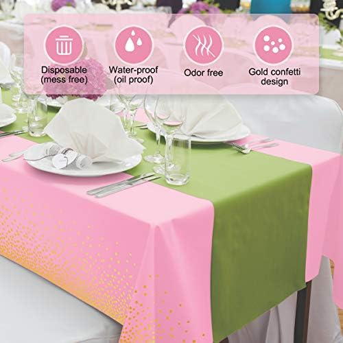 HOMIX Pink and Gold Tablecloths for Rectangle Tables 6 Pack