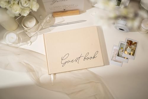 Cream Guest Book - 95x7 Linen Hardcover for Events