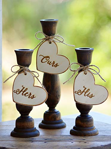 Rustic Unity Candle Set of 3 Wedding Ceremony Decor Holders