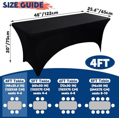 2 Pack Dark Grey Stretch Spandex Table Covers 4FT