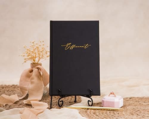 Modern Minimalist Black Gold Embossed Officiant Book