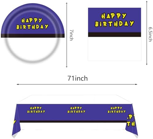 Purple Cartoon Animation Birthday Party Tableware Set