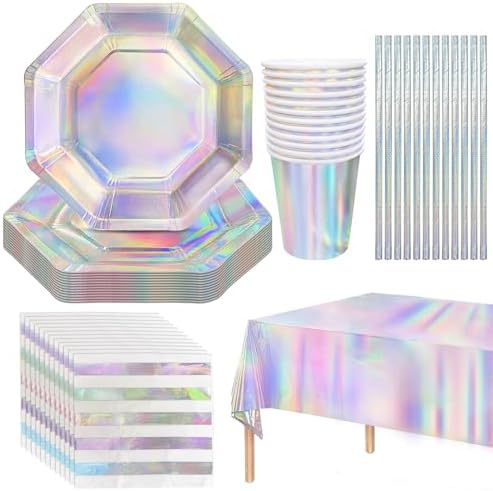 Iridescent Party Supplies Set for 12 Guests