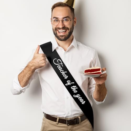 Teacher Thank You Gifts Black Satin Sash for Men Women