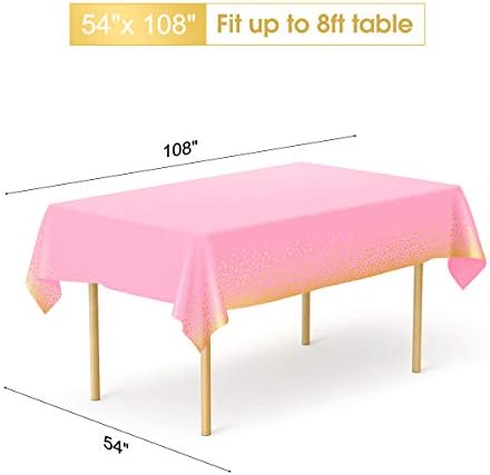 HOMIX Pink and Gold Tablecloths for Rectangle Tables 6 Pack