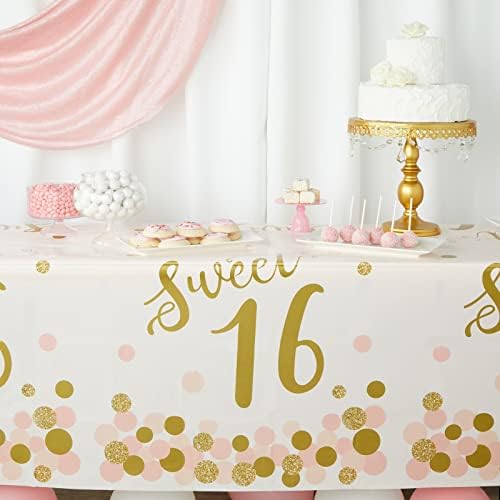 BLUE PANDA 3 Pack Sweet 16 Tablecloth Birthday Party Decor