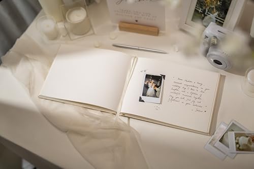 Cream Guest Book - 95x7 Linen Hardcover for Events