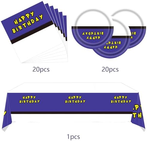 Purple Cartoon Animation Birthday Party Tableware Set