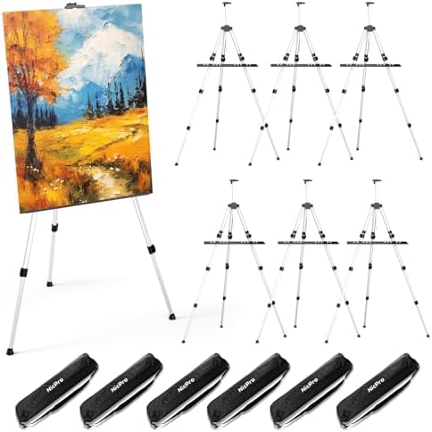 Nicpro 6 Pack Adjustable Aluminum Art Easel