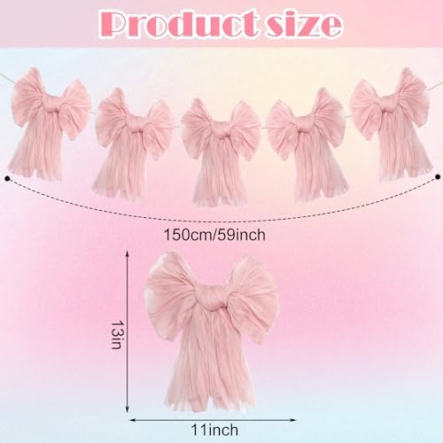 Pink Bow Garland Banner for Coquette Birthday Party Decor