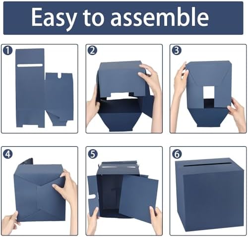 Fowecelt Navy Blue Card Box for Events