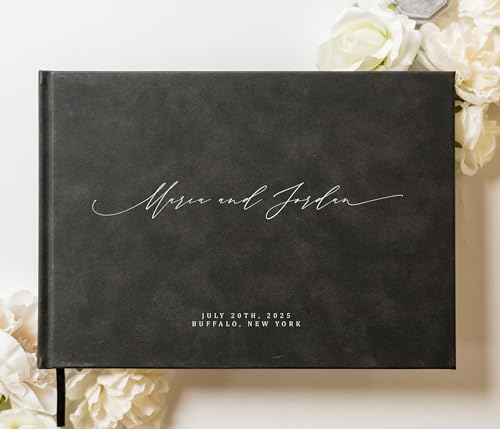 MUUJEE Personalized Guestbook - Charcoal Hard Cover with Bookmark