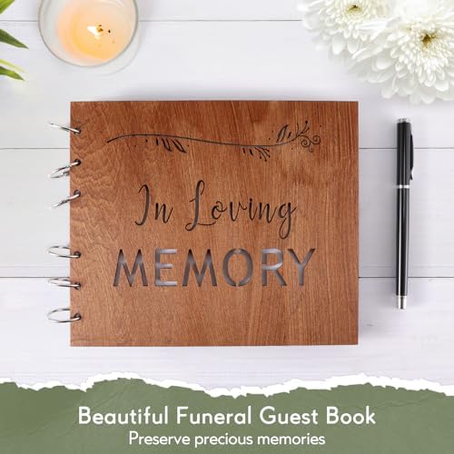 Lynnmall Wooden Funeral Guest Book with Table Sign and Pen