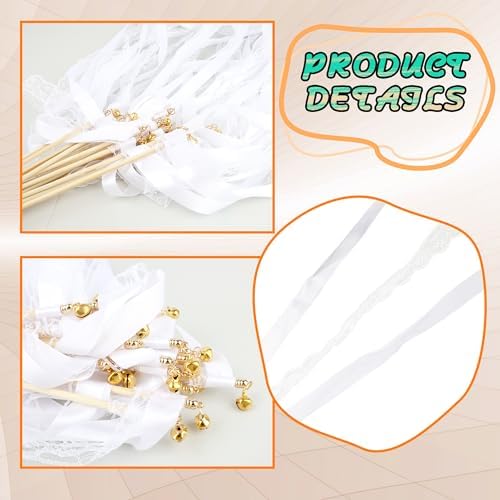 40 Piece Wedding Ribbon Stick With Bell
