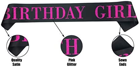 Birthday Girl Sash with Pink Glitter