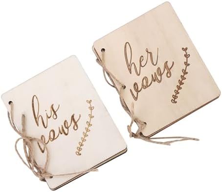 Haofy Wedding Vow Booklets 2pcs Wooden Decorative Guestbook Props
