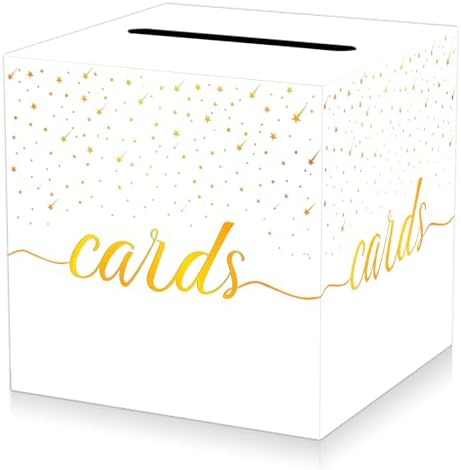 Elegant White Wedding Card Box with Shooting Stars