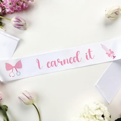 Earned It Pink Bow Graduation Stole for Nurses