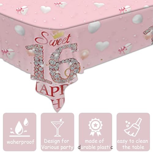 2 Pack Rose Gold Patriotic Tablecovers for Sweet 16 Birthday Celebrations