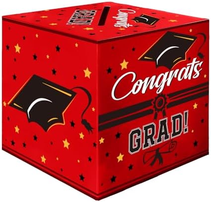 ChicQuench 2025 Red Graduation Card Box with Cap Design