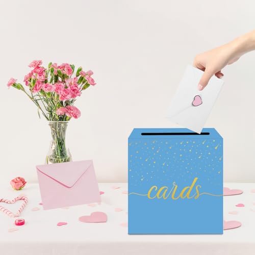 Light Blue Card Box for Wedding and Party Use