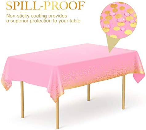 HOMIX Pink and Gold Tablecloths for Rectangle Tables 6 Pack