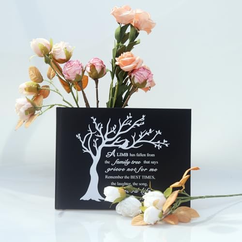 Black Heart Tree Funeral Guest Book 82 Pages