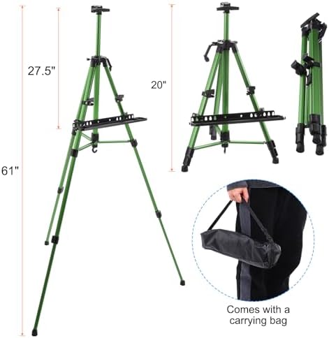PATIKIL Artist Easel Stand with Detachable Tray Green Adjustable Height 20-61 Inch