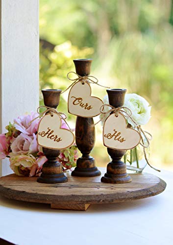 Rustic Unity Candle Set of 3 Wedding Ceremony Decor Holders