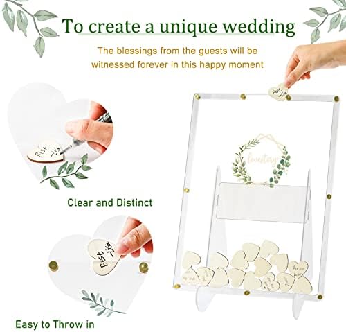 AerWo Wedding Guest Book Alternative with Stand and Hearts