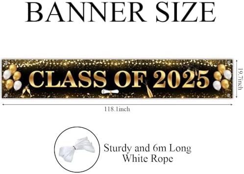 Class Of 2025 Graduation Yard Banner Black Gold