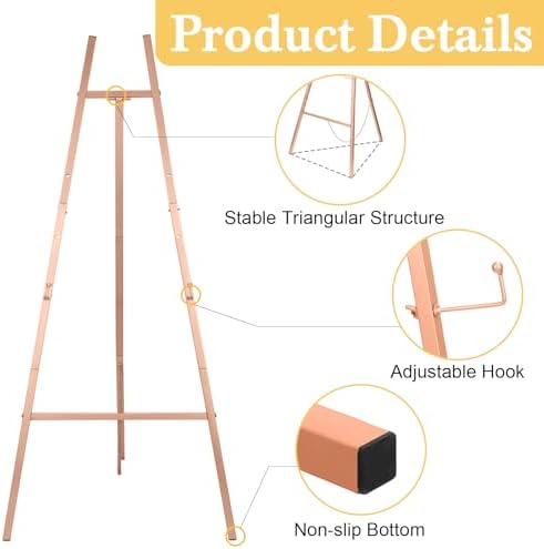 Rose Gold 50 Inch Adjustable Easel Stand for Wedding Sign