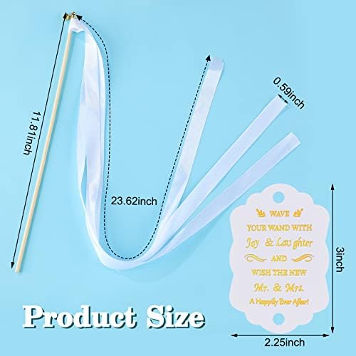 Junkin 100 Pcs Wedding Wand Streamers with Bells Set