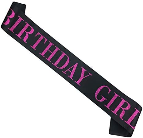 Birthday Girl Sash with Pink Glitter