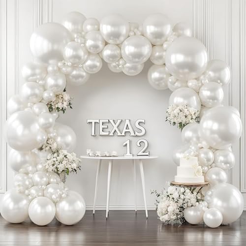 Pearl White Balloons Arch Kit with Different Sizes