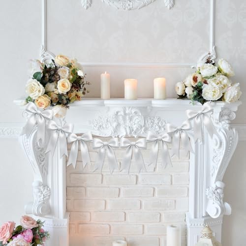 2 Strings 16PCS White Bow Garland Decorations for Events