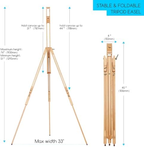 MEEDEN Universal Tripod Easel with Carrying Case - 34 Inch Canvas Holder