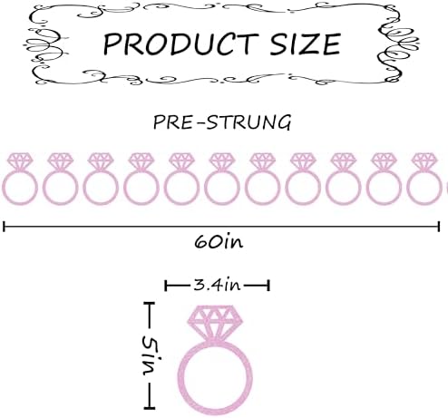 Pre-Strung Pink Glitter Diamond Ring Banner for Bachelorette Party