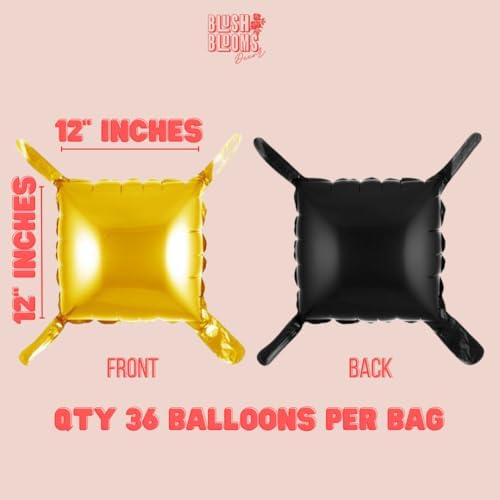 Black and Gold Foil Balloon Wall 36 Pack