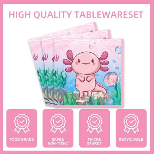 141Pcs Pink Axolotl Birthday Party Supplies Set