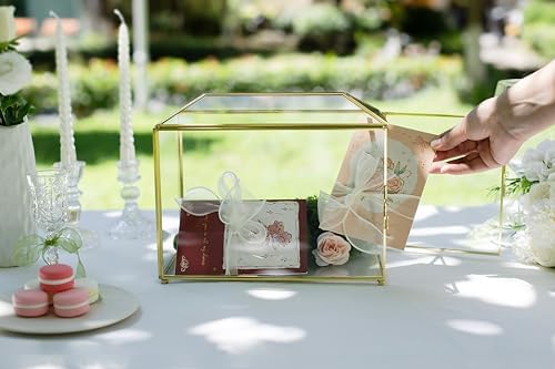 FISCRAT 102 Inche Gold Glass Card Box with Lock