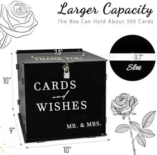 Black Acrylic Card Box with Slot and Lock
