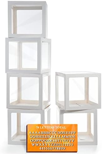 White Transparent Balloon Boxes With 78 Letters 6PCS