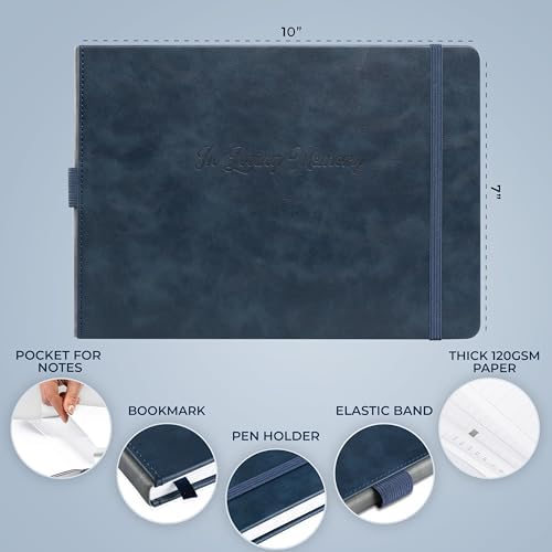 Skyline Funeral Guest Book - 738 Entries 129 Pages Hardcover 10x7 In Dark Blue