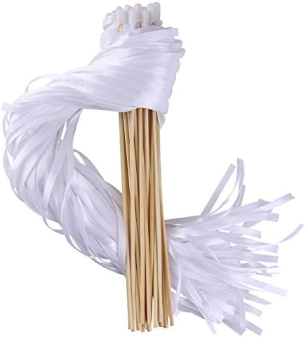 Wishprom Ribbon Stick Wands Streamers for Wedding Party Favor White 30PCS