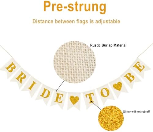 Burlap Bride To Be Banner Gold White Decorations
