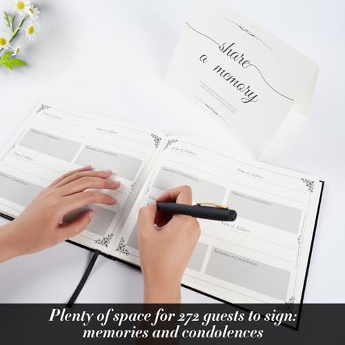 C2U Celebration of Life Guest Book with Memory Table Sign and Pen
