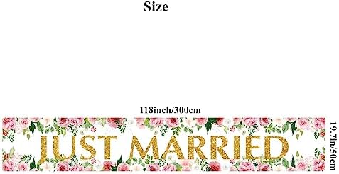 Just Married Wedding Backdrop Banner 118x197 Inch